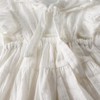 MyKids-Usa Baby Girl Belted Bow Tie Design Mesh Square Neck Solid White Onesies Dress - 3 of 4