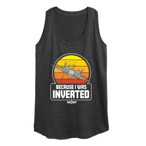 Women's Top Gun Because I Was Inverted Graphic Racerback Tank - Heather Charcoal - Small - 1 of 4