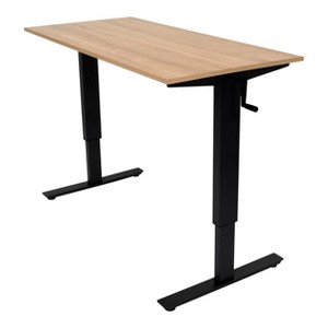 Stand Up Desk Store Crank Adjustable Height Rolling Standing Desk (Charcoal Frame/Natural Walnut Top, 56" Wide) - 1 of 4