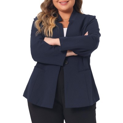 Agnes Orinda Women's Plus Size Button Long Sleeve Office Work Business Suit Blazers