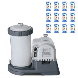 Intex Krystal Clear 28633EG Pool Pump + Type B Replacement Cartridge (12 Pack) - 1 of 4