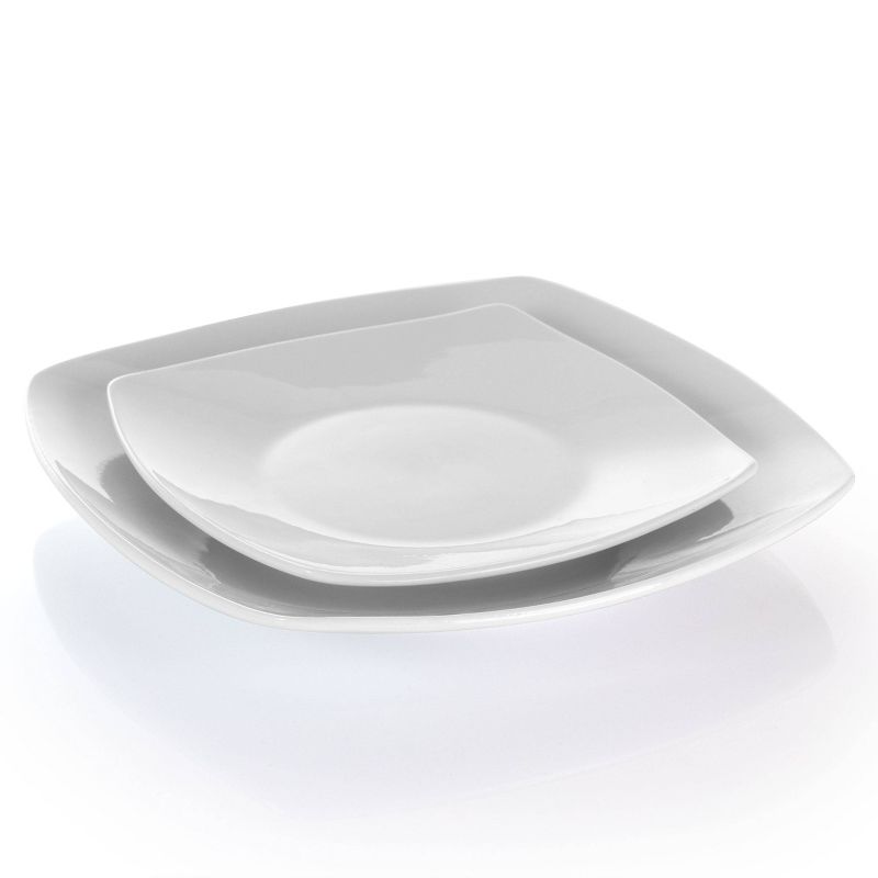 16pc Porcelain Hayes Square Dinnerware Set White - Elama, 4 of 8