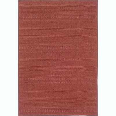 Casual Red Striped Synthetic Area Rug, 2'5" x 4'5"