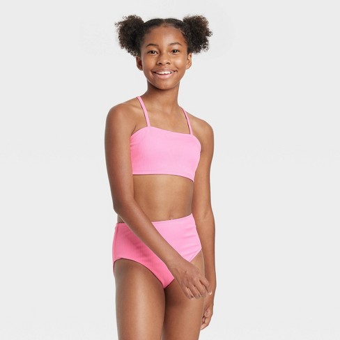 Girls' Fruit Snack Bandeau Bralette Swimsuit Top Class™ Berry Pink : Target