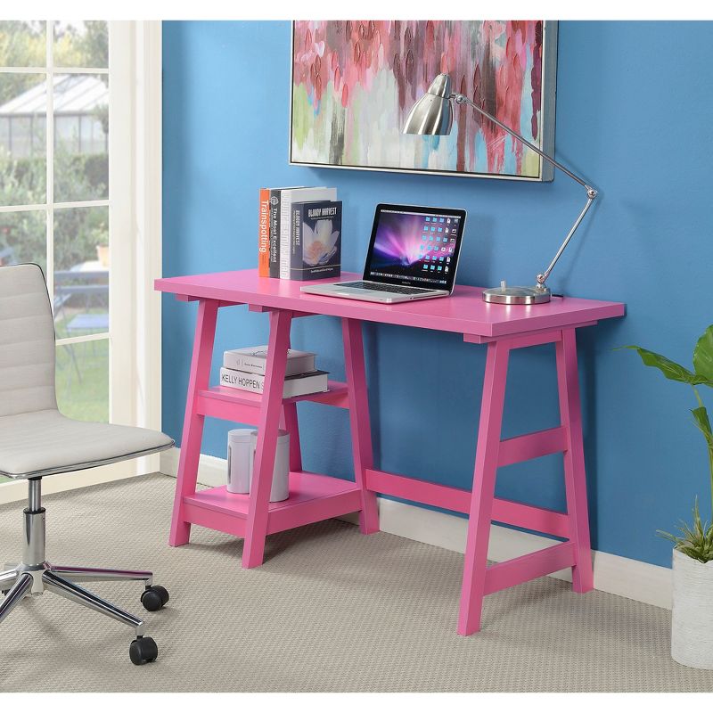 Breighton Home Trinity Trestle Style Desk with Built-In Shelves, 6 of 13