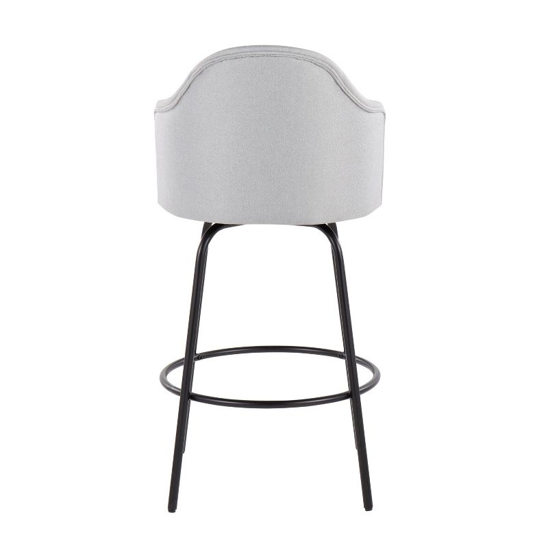 Set of 2 Ahoy Polyester/Metal Counter Height Barstools Black/Light Gray - LumiSource, 6 of 12