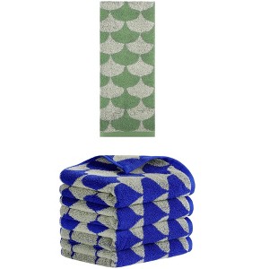 REGALWOVEN 5 Pack Cotton Soft Absorbent Geometric Pattern Hand Towels 13" x 29" - 1 of 4