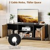 Homhougo TV Stands for Living Room, Tv Console Entertainment Center with Storage, Tv Stand for 75 inch TV with Adjustable Shelf & Rattan Door, Black - 4 of 4