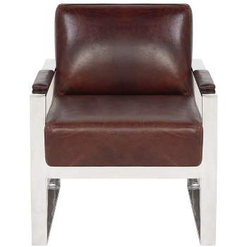 Parkgate Occassional Leather Chair - Vintage Cigar Brown - Safavieh.
