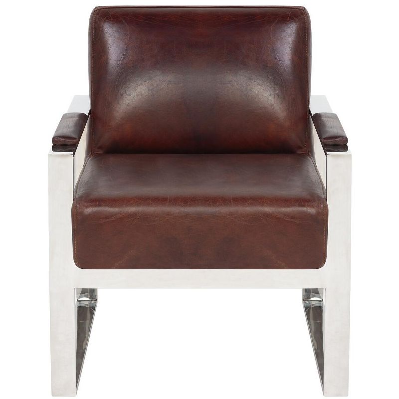 Parkgate Occassional Leather Chair - Vintage Cigar Brown - Safavieh., 1 of 5