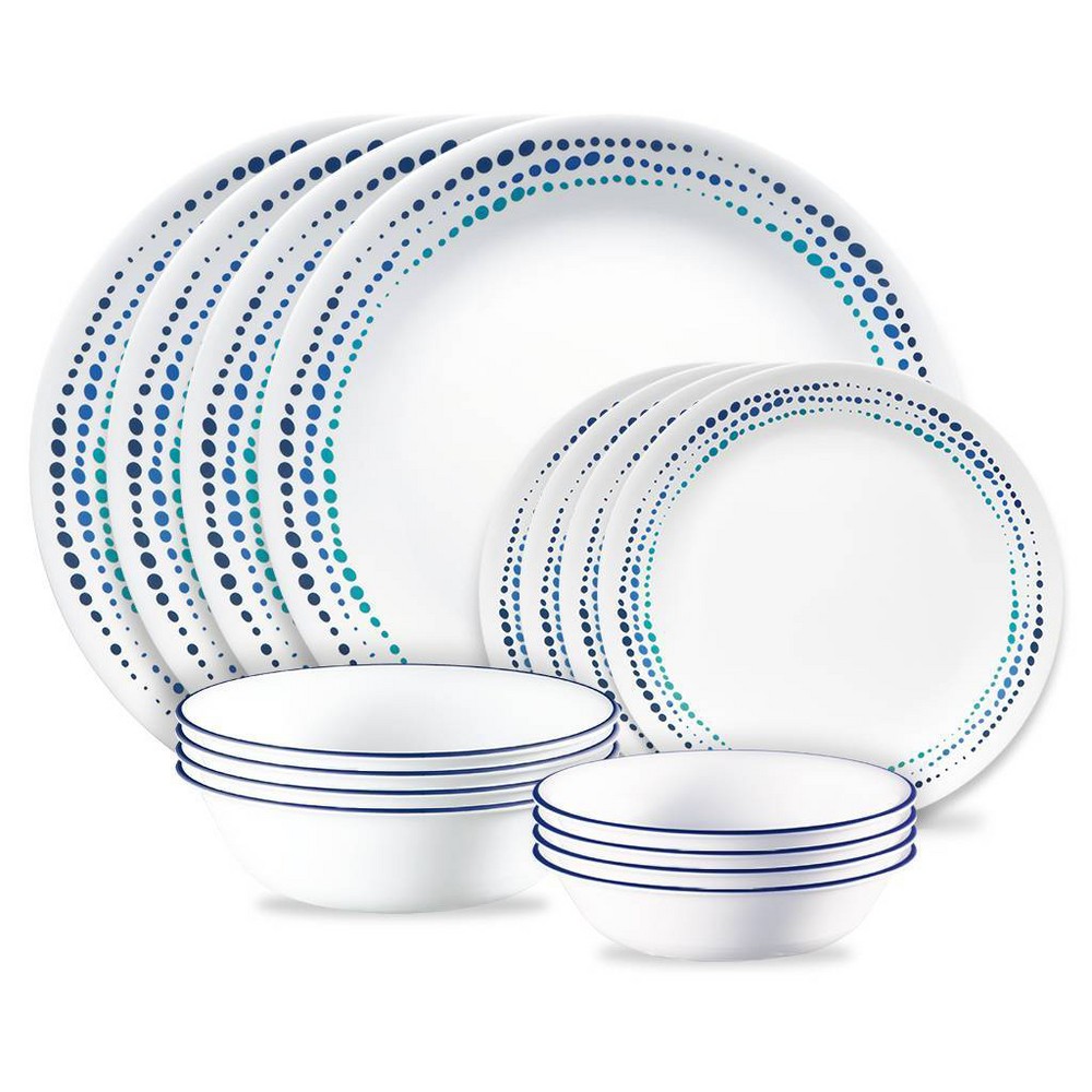 Photos - Other kitchen utensils Corelle 16pc Vitrelle Ocean Blues Dinnerware Set 