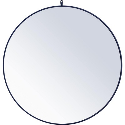 Elegant Lighting Metal frame round mirror with decorative hook 42 inch Blue