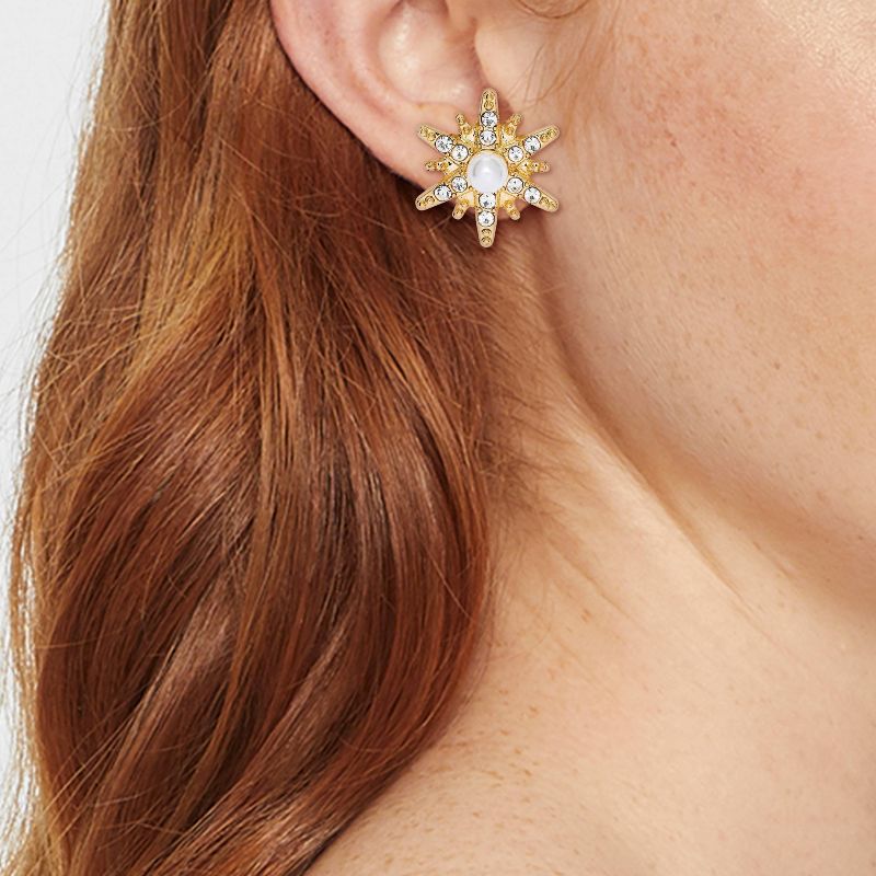 Star with Pearl Center Stud Earrings - A New Day&#8482; Gold, 2 of 3