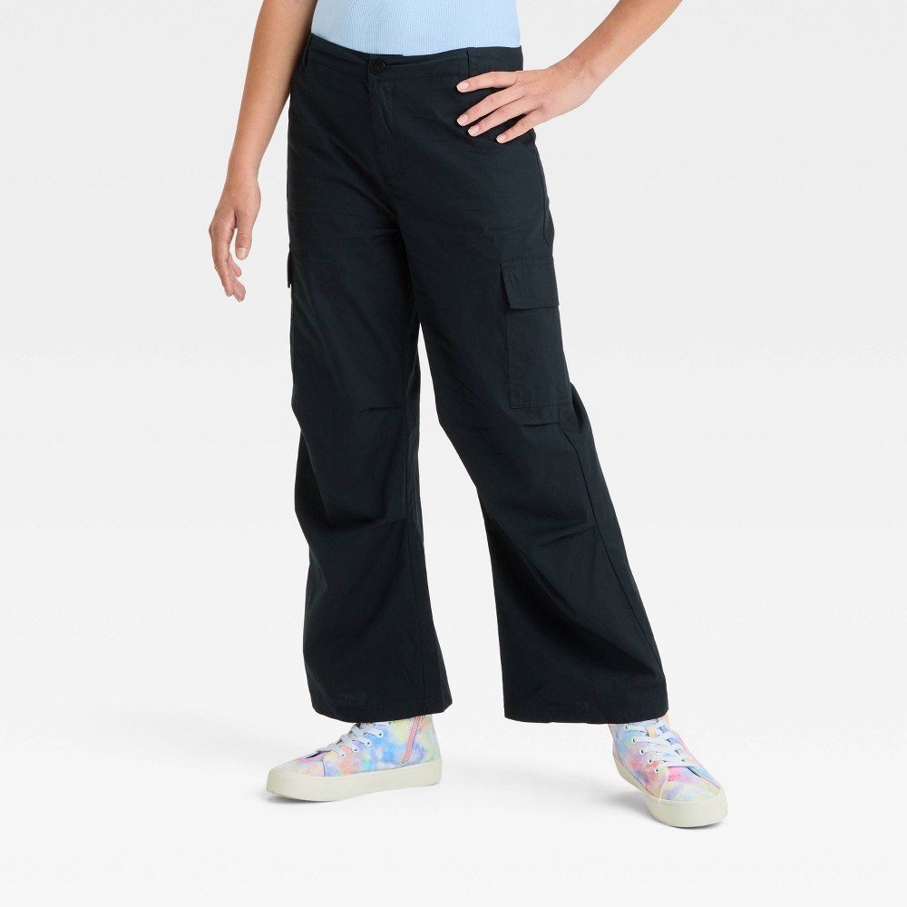 Girls' Wide Leg Cargo Pants - art class™ Black S