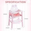 ROBOTIME Doll Furniture Wooden Doll High Chair with Tray, Dollhouse Furniture, Doll House Accessories, Gift for Girls, Pink, 8.7"*11.8"*20.8" - 3 of 4