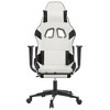 vidaXL Adjustable Gaming Chair with Footrest, Faux Leather, White and Black, Rolling Castors, 360 Degree Swivel, Sturdy Metal and Plywood Frame - 3 of 4