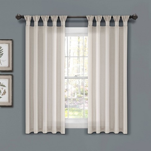 Burlap Knotted Tab Top Light Filtering, Grey Burlap Curtain Panels