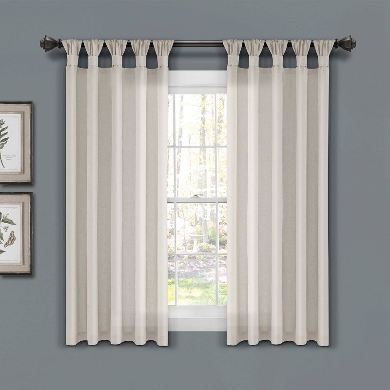 Burlap Knotted Tab Top Light Filtering Window Curtain Panels - Lush Décor, 1 of 9