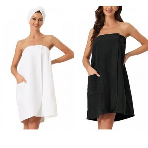 INSPIRE CHIC Women's 2 Pcs Bath Gym Towel Wrap with Shower Cap Spa Robe - 1 of 4