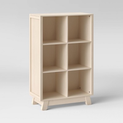 Hudson Playful Angular Legs Washed Natural Kids Cubby Bookcase