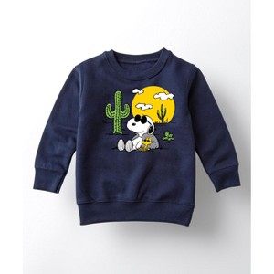 Boys' - Peanuts - Snoopy & Woodstock Graphic Long Sleeve Fleece Sweatshirt - 1 of 4