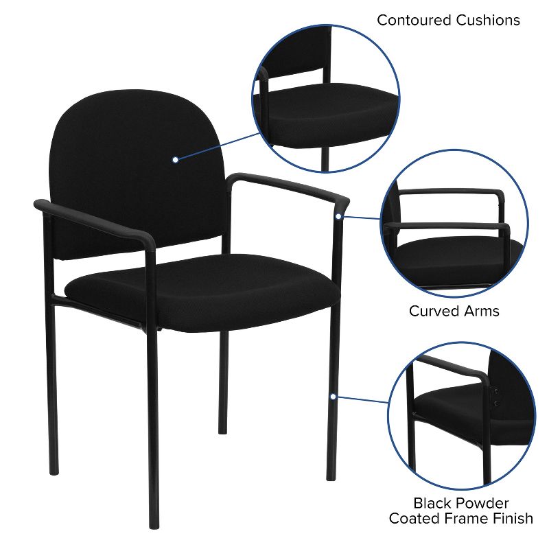 Emma and Oliver Comfort Stackable Steel Side Reception Chair with Arms, 4 of 13