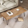 Ash Wood Finished Coffee Table With Metal Hairpin Legs,Easy Assembly Tea Table,Rectangle Coffee Table,Coffee Tables For Living Room-Cuddlewood - 3 of 4
