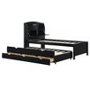 TIRAMISUBEST Twin/Full Size LED Platform Bed with Trundle and 3 Storage Drawers, Wooden Bed Frame with Storage Headboard and LED Light - 4 of 4