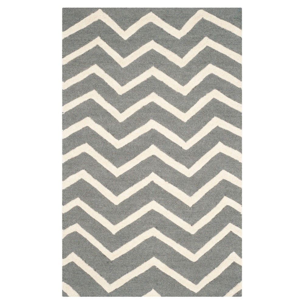 2'X3' Chevron Accent Rug Dark Gray - Safavieh