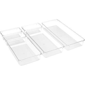 House Day Makeup Drawer Organizer Trays 24 Pcs, 4-Size Clear Drawer Organizers