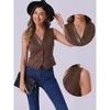 Allegra K Women's V Neck Faux Suede Button Down Side Pockets Sleeveless Vest - 2 of 4