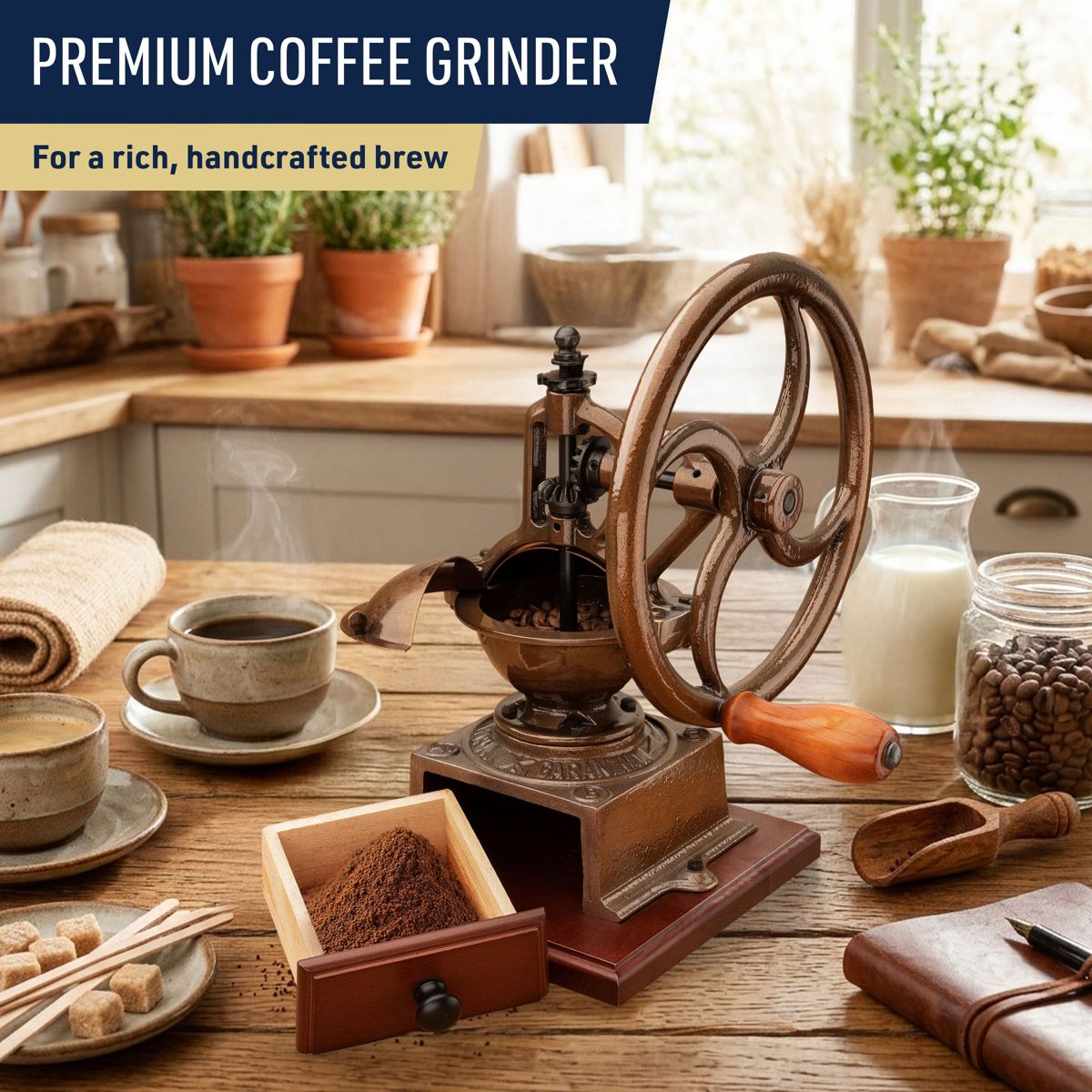 Classic Cuisine Cast Iron Burr Manual Coffee Grinder - thumbnail 2