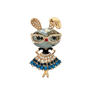 Wrapables Vintage Crystal Rhinestone Rabbit with Glasses and Skirt Brooch Pin - 1 of 4