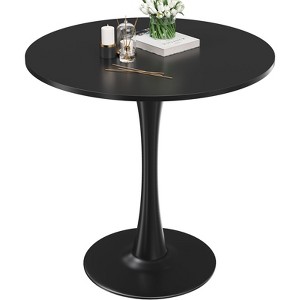 PexFix 31.5" Modern Round Dining Tulip Table for 2-4 People Black Wood Tabletop with Metal Pedestal Base for Kitchen Living Room - 1 of 4