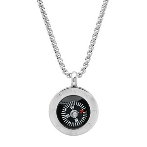 Steeltime 24" Men's stainless steel bezel compass pendant - 1 of 3