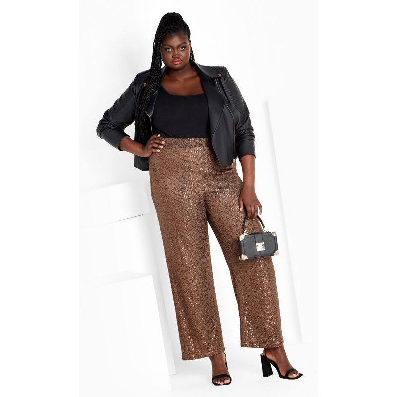 Women's Plus Size Avery Sequin Pant - bronze | CITY CHIC, 2 of 7