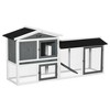 PawHut Wooden Rabbit Hutch, Outdoor Large Rabbit Cage with Run, Tray, Ramp, Asphalt Roof for 1-3 Rabbits, Guinea Pigs, White - 4 of 4