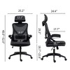 WhizMax Ergonomic Home Office Chair High Back Swivel Mesh Desk Chair with Adjustable Backrest Flip Armrest Headrest Lumbar Support for Office Black - 3 of 4