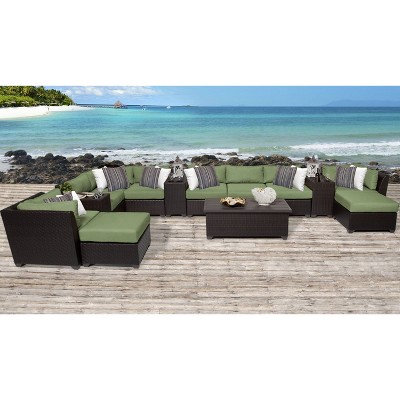 Barbados 14pc Patio Sectional Seating Set - Cilantro - TK Classics