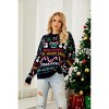 Womens Christmas Festive Sparkle Snowman Tree Knit Sweater - Oversized Crewneck with Magical Sequin - 3 of 4
