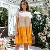 Anna-Kaci Women's Color Blocked Ruffle Dolman Sleeve Flared Loose Tunic Dress - 3 of 4