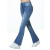 Mocamel Girl's Horn Straight High Waist Jeans with Ripped Wear and Tear Design Suitable for Casual and Daily - 3 of 4