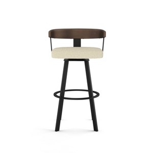 Amisco Lars Counter Height Barstool: 33" High, Pewter Frame, Polyester, pot Clean, Fixed Height - 1 of 4