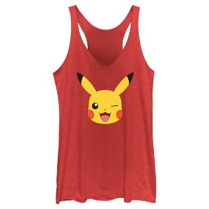 Women's Pokemon Pikachu Wink Face Racerback Tank Top - 1 of 4