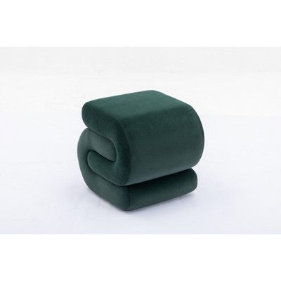 VYNXARIA Ottomans and Benches - Dark Green S-Shape Makeup Stool and Footstool, 19.30" x 18.10" x 18.10"