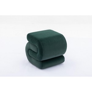 VYNXARIA Ottomans and Benches - Dark Green S-Shape Makeup Stool and Footstool, 19.30" x 18.10" x 18.10" - 1 of 4