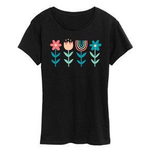 Women's - Instant Message - Scandinavian Boho Flowers Short Sleeve Graphic T-Shirt - 1 of 4