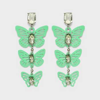 Butterfly Stone Drop Earrings - Wild Fable™ Green/Silver