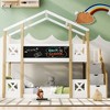 Twin Over Twin House Bunk Bed with Storage Staircase and Blackboards - 4 of 4