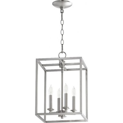 Quorum Lighting Cuboid 4 - Light Chandelier in  Satin Nickel